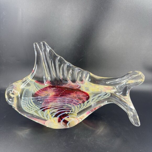 2004 Rollin Karg Large Heavy Glass Fish Signed Sculptures Multicolor Hand Blown - Picture 7 of 16